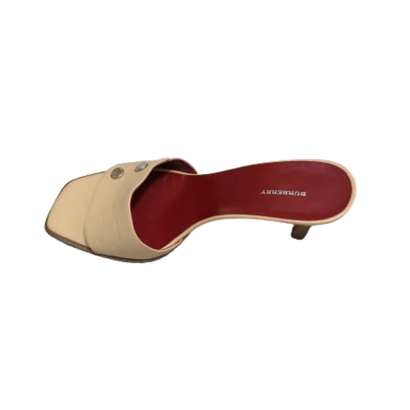 BURBERRY Open Toe Leather  Heeled Mules Womens Slide Sandals Size EU 41/ US 10.5 - Picture 10 of 15